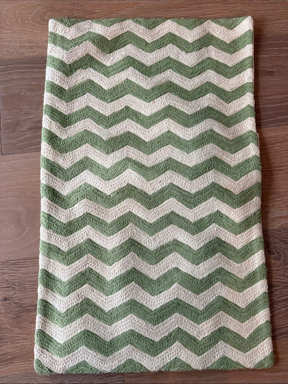 Pottery Barn Green and Cream Chevron pillow Cover